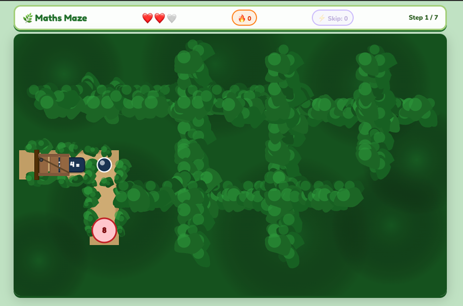 Image showing one of the initial iterations of Maths Maze